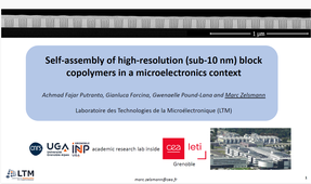 Self assembly of high resolution (sub 10 nm) block copolymers in a microelectronics context