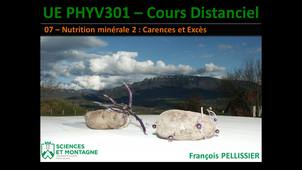 PHYV301 Cours Distanciel - 07 - Nutrition minérale des plantes 2 - Carences et Excès