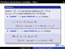 Fonctions de plusieurs variables - Séquence 1 - Ext3 Definition Limite