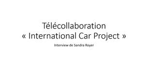 Télécollaboration « International Car Project » à l’UGA : Sandra Royer