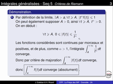 Chapitre 2 - Intégrales généralisées - Séquence 5 - Critères de Riemann