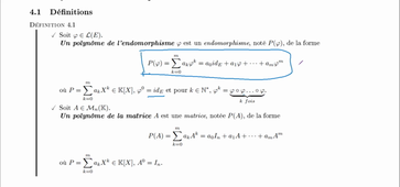 Ch3 - 4.1 - Réduction - Polynômes d'endomorphismes et de matrices - Définitions
