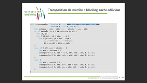 Transposition de matrice: methodes itérative et récursive par blocs