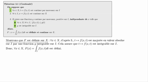 Théorème de continuité d'une intégrale à paramètre.