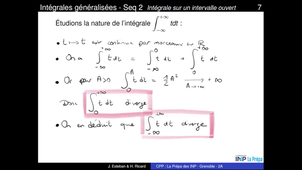 Chapitre 1 - Intégrales généralisées - Séquence 2 - Extrait 4 - attention