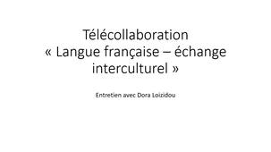 Langue française, échange interculturel. Entretien avec Dora Loizidou