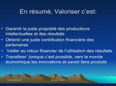 Valorisation et recherche parteneuriale