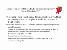 M.H. Fries : Le Cadre Européen Commun de référence pour les langues de spécialité