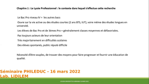 PHILEDUC : Par-delà les obstacles et les préjugés, la pratique de la philosophie en Lycée Professionnel