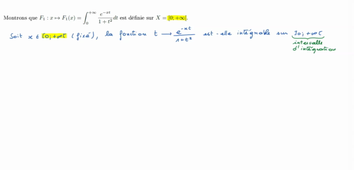 Ensemble de définition d'une intégrale à paramètre - Exemple 1