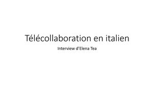 Télécollaboration en italien à l'UGA: Elena Tea