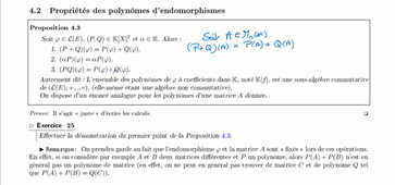 Ch3 - 4.2 - Réduction - Polynômes d'endomorphismes et de matrices - Operations