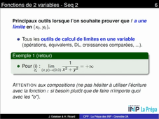 Fonctions de plusieurs variables - Séquence 2 - Techniques de calcul de limites